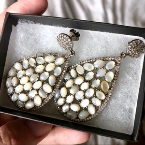 PRECIOUS STONE TEAR DROP EARRINGS NWOT